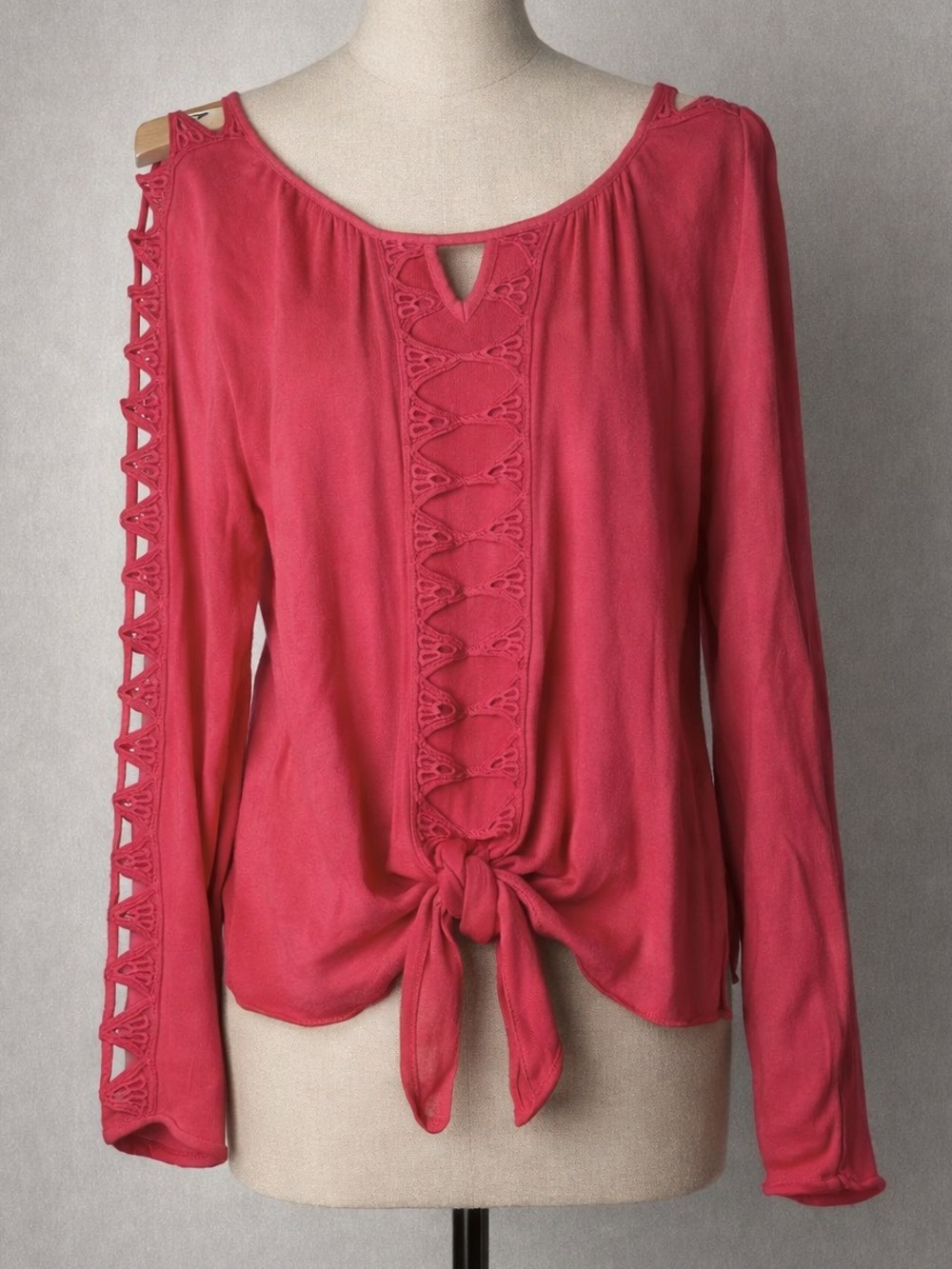 VENUS Beach life Vacation Summer Hot Pink Barbiecore Lace Accent Blouse M